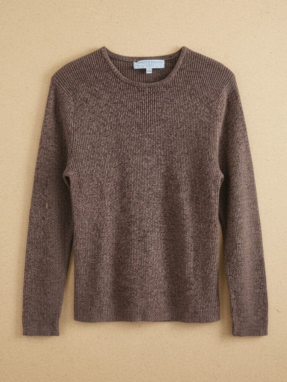 Carolyn Taylor Brown Marled Knit Sweater Medium Fitted Long Sleeve